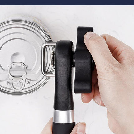2pc Multifunctional Safe-Cut Can Opener - Smooth Edge, Ergonomic Handle(black)