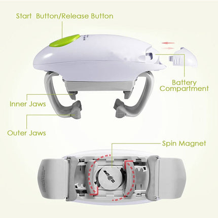 Effortless Electric Jar Opener - Automatic Grip for Arthritis Sufferers, Seniors & Weak Hands(white)