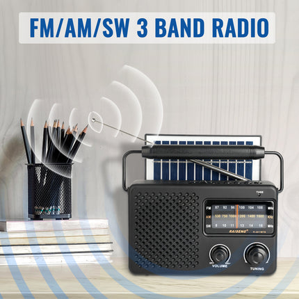 Portable Solar Powered 3-Band AM/FM/SW Radio with Bluetooth Speaker & Multiple Charging Options(black) – shape and profile