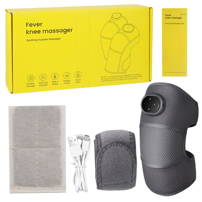 Rechargeable Heated Knee Massager Brace with Vibration & Adjustable Straps(Grey) V888-ELOSUNG35843