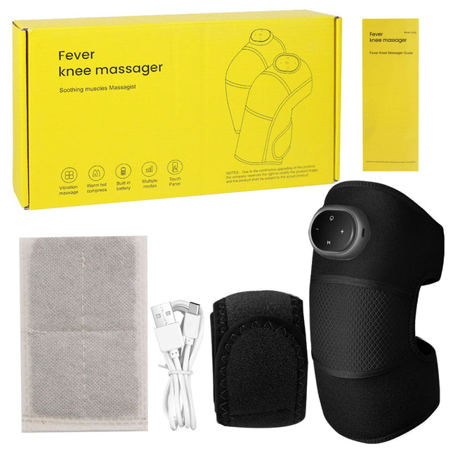 Rechargeable Heated Knee Massager Brace with Vibration & Adjustable Straps(Black) V888-ELOSUNG35844