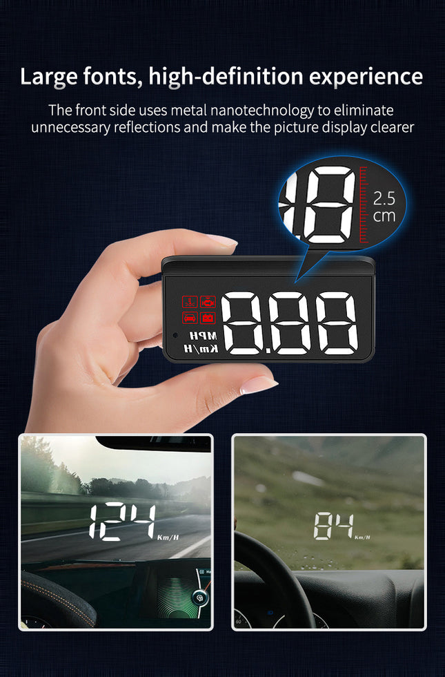 Compact OBD2 Car Head-Up Display (HUD)