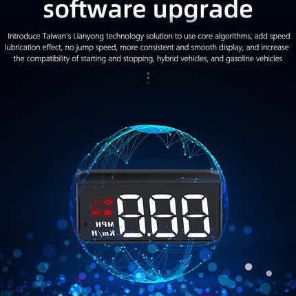 Compact OBD2 Car Head-Up Display (HUD) - Digital Speedometer with 5 Alarm Functions & Adaptive Brightness(black)
