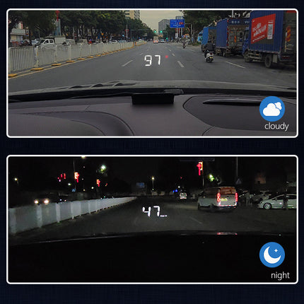 Compact OBD2 Car Head-Up Display (HUD) - Digital Speedometer with 5 Alarm Functions & Adaptive Brightness(black)