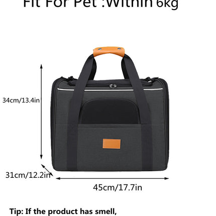 Foldable Soft-Sided Pet Carrier for Travel - Fits Cats & Small Dogs Under 6kg, with Removable Plush Bed & Shoulder Strap(grey)