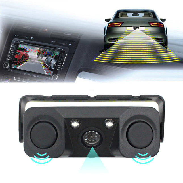 3-in-1 Car Reversing Camera & Parking Sensor System with Monitor