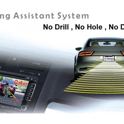 3-in-1 Car Reversing Camera & Parking Sensor System with Monitor - License Plate Frame Mount, Waterproof & Night Vision(black)