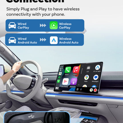Mini 2-in-1 Wireless CarPlay & Android Auto Adapter - 5GHz WiFi 6, Bluetooth 5.4, Plug & Play Dongle(black)