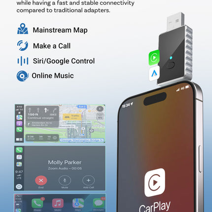 Mini 2-in-1 Wireless CarPlay & Android Auto Adapter - 5GHz WiFi 6, Bluetooth 5.4, Plug & Play Dongle(black)