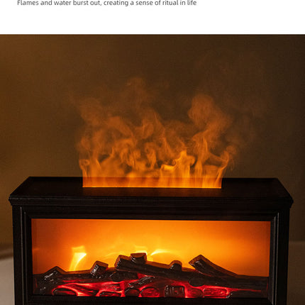 Fireplace Flame Effect Aroma Diffuser & Humidifier with 7-Colour Light, Timer & Remote Control(black)