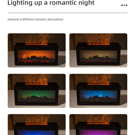 Fireplace Flame Effect Aroma Diffuser & Humidifier with 7-Colour Light, Timer & Remote Control(black)