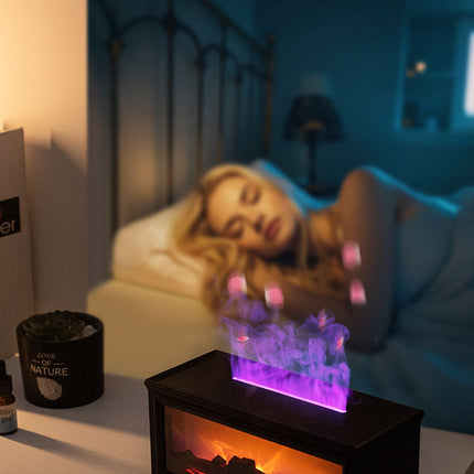Fireplace Flame Effect Aroma Diffuser & Humidifier with 7-Colour Light, Timer & Remote Control(black)