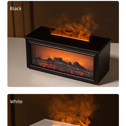 Fireplace Flame Effect Aroma Diffuser & Humidifier with 7-Colour Light, Timer & Remote Control(black)