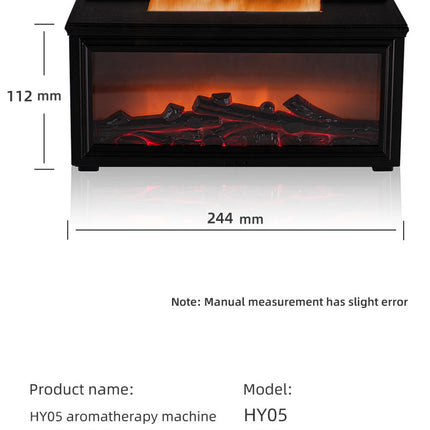 Fireplace Flame Effect Aroma Diffuser & Humidifier with 7-Colour Light, Timer & Remote Control(Light Wood Grain)