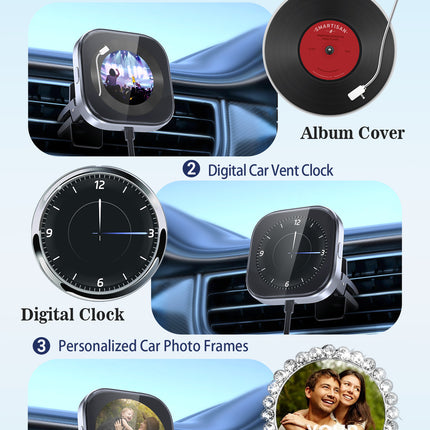 Wireless CarPlay Adapter with 1.6" Multi-Functional Screen, Car Diffuser & 360 Vent Clip(silver)