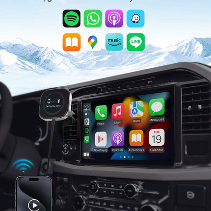 Wireless CarPlay Adapter with 1.6" Multi-Functional Screen, Car Diffuser & 360 Vent Clip(silver)