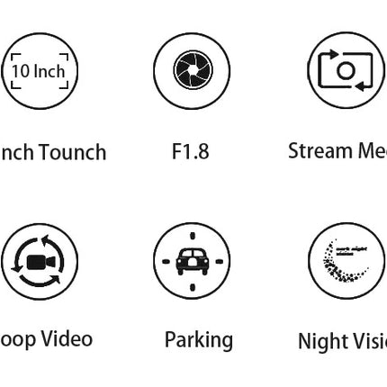 10-Inch Dual Lens Dash Cam Mirror - 1080P FHD Touch Screen Car DVR with Rear Camera, Night Vision & G-Sensor(black)