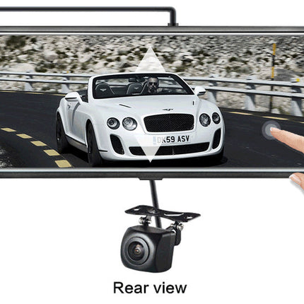 10-Inch Dual Lens Dash Cam Mirror - 1080P FHD Touch Screen Car DVR with Rear Camera, Night Vision & G-Sensor(black)