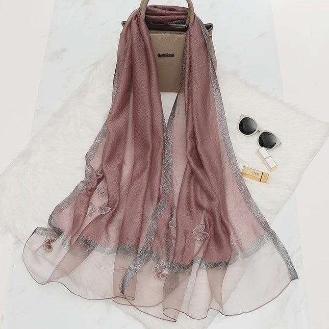 Elegant Butterfly Embroidered Scarf Shawl