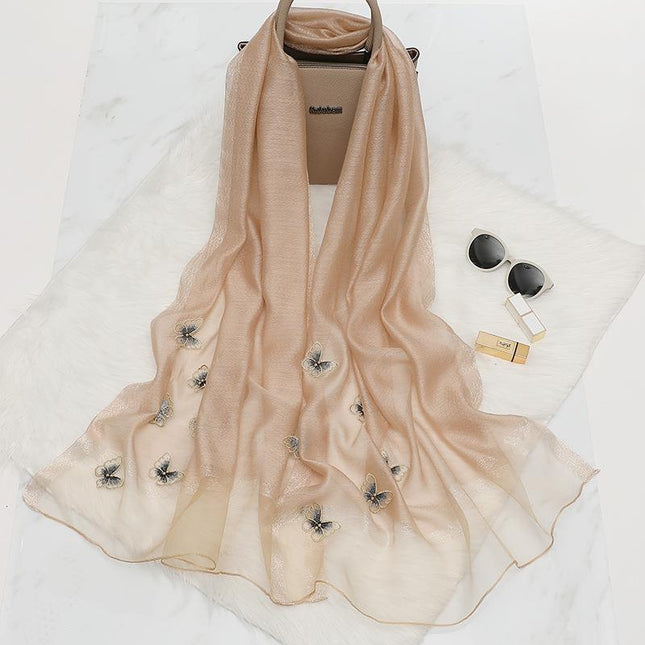 Elegant Butterfly Embroidered Scarf Shawl