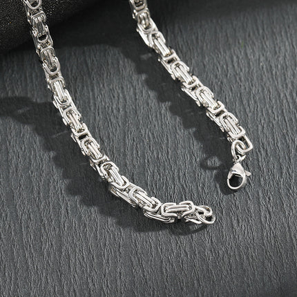 Men's Stainless Steel Layered Cross Pendant with Byzantine Chain – design and finish