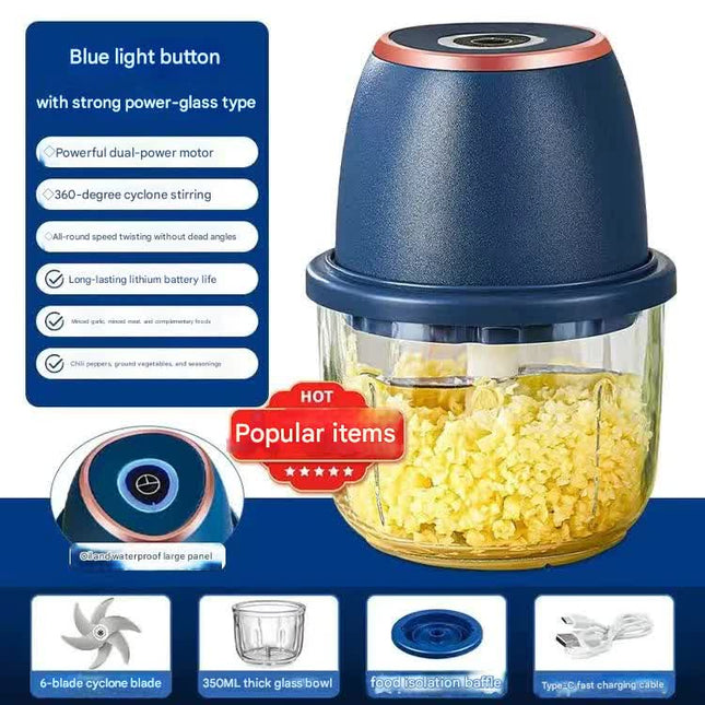 Electric Mini Garlic Chopper with Glass Bowl