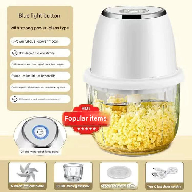 Electric Mini Garlic Chopper with Glass Bowl
