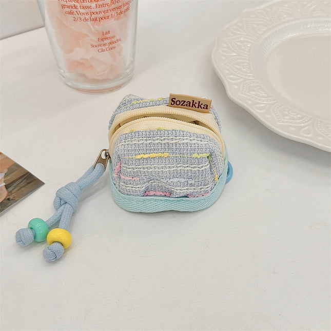 3pc Chic Woven Mini Backpack Pouch