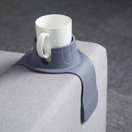 Flexible Anti-Spill Silicone Couch Arm Cup Holder - Sofa Armrest Drink Tray(Grey)
