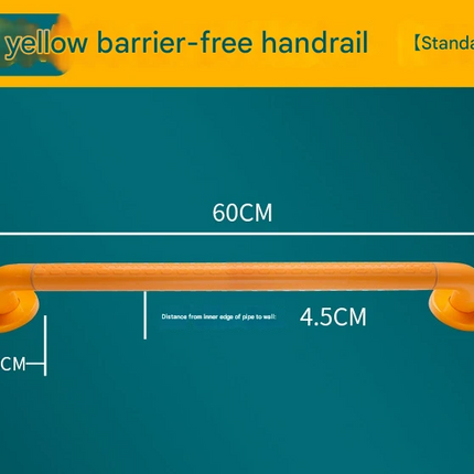 2pc Heavy-Duty Anti-Slip Safety Grab Bar with Luminous Rings - Stainless Steel Core Bathroom Handrail(yellow 60cm)