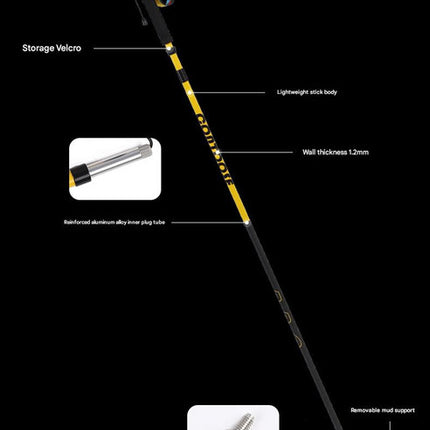 Ultralight Carbon Fiber Foldable Trail Running & Hiking Pole(yellow  Recommended height range 165-175cm)