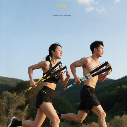 Ultralight Carbon Fiber Foldable Trail Running & Hiking Pole(yellow  Recommended height range 175-185cm)