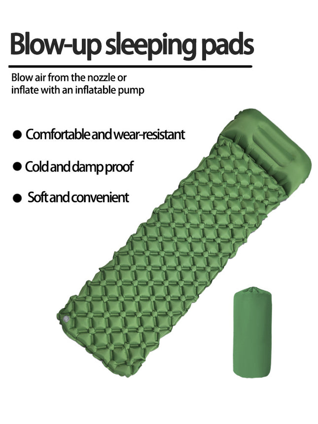 2pc Ultralight Inflatable Camping Sleeping Mat with Integrated Pillow – product detail