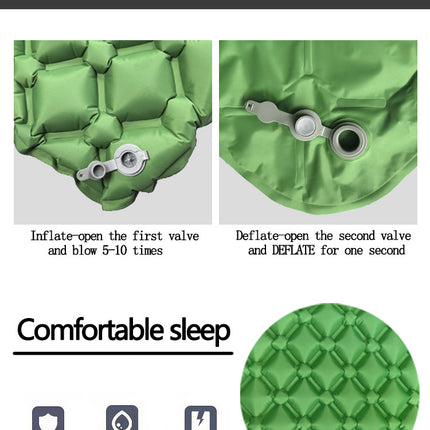 2pc Ultralight Inflatable Camping Sleeping Mat with Integrated Pillow - Waterproof 40D Nylon TPU(Navy Blue)
