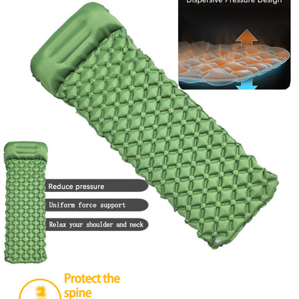 2pc Ultralight Inflatable Camping Sleeping Mat with Integrated Pillow - Waterproof 40D Nylon TPU(Navy Blue)