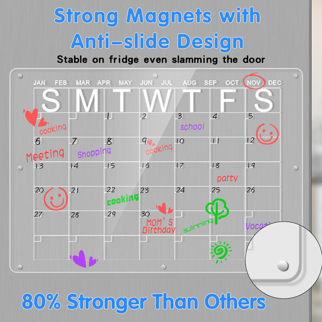 Magnetic Acrylic Fridge Calendar & Memo Board Set – product detail