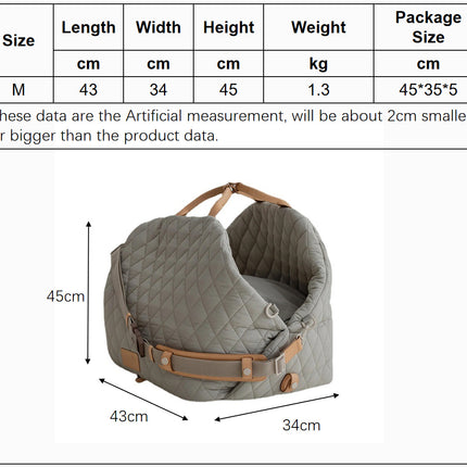 Luxury Quilted 2-in-1 Pet Travel Carrier & Car Booster Seat for Small Dogs(Black)