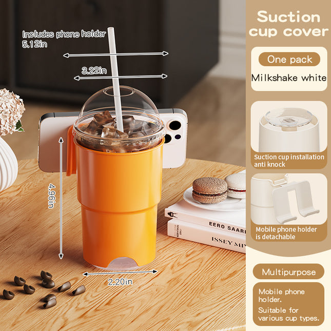 Multi-Purpose Anti-Spill Cup Holder with Suction Base & Detachable Phone Stand(orange) V888-ELOSUNG35958