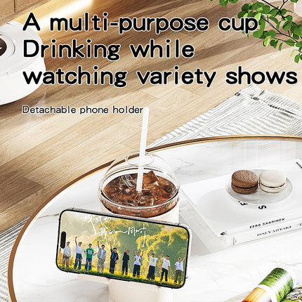 Multi-Purpose Anti-Spill Cup Holder with Suction Base & Detachable Phone Stand(white)