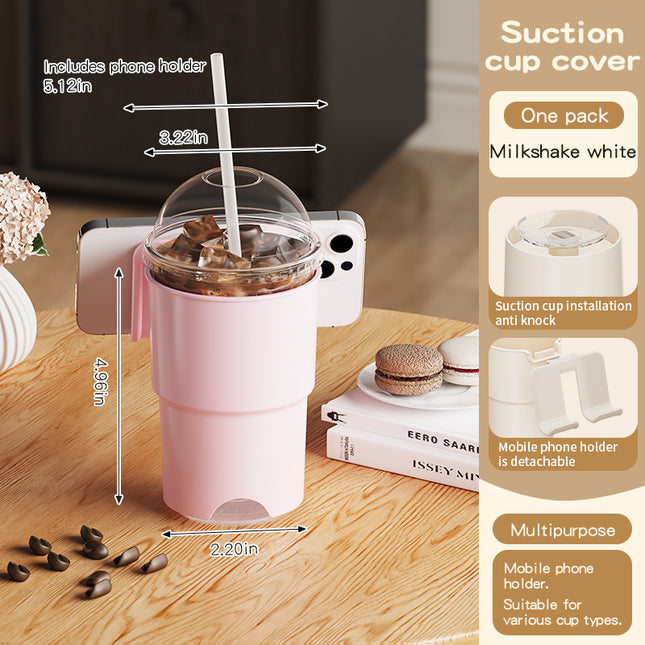 Multi-Purpose Anti-Spill Cup Holder with Suction Base & Detachable Phone Stand(pink) V888-ELOSUNG35963