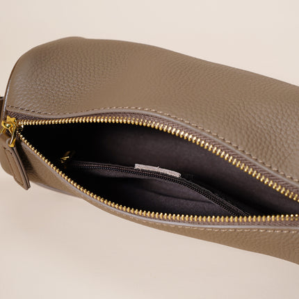 Genuine Leather Boston Bag - Mini Barrel Crossbody & Top Handle Purse(grey)