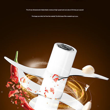 Powerful Mini Electric Food Chopper - USB Rechargeable Cordless Garlic & Meat Mincer(green 320ml + 6-blade knife)