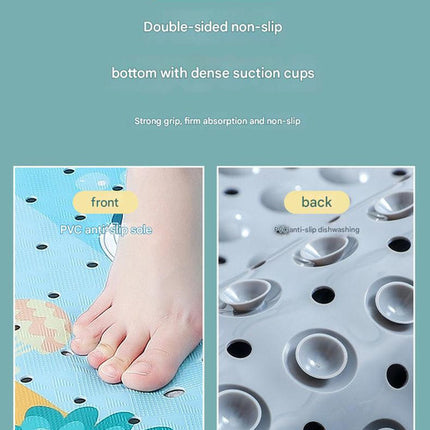 Non-Slip PVC Bath & Shower Mat with Suction Cups and Drainage Holes - Cartoon Ocean Theme(Submarine)
