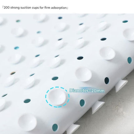 Non-Slip PVC Bath & Shower Mat with Suction Cups and Drainage Holes - Cartoon Ocean Theme(Dark-haired Mermaid)
