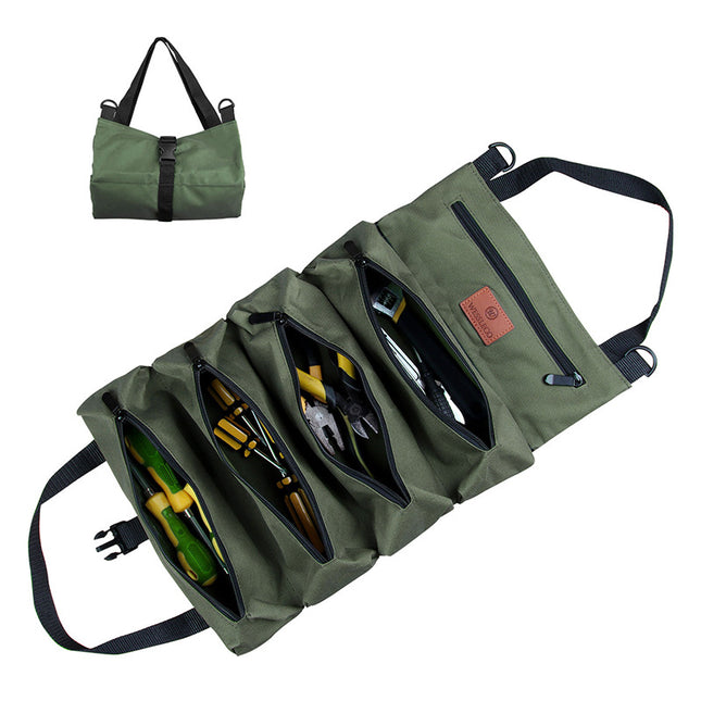 Heavy-Duty Canvas Tool Roll Up Bag & Organizer Tote