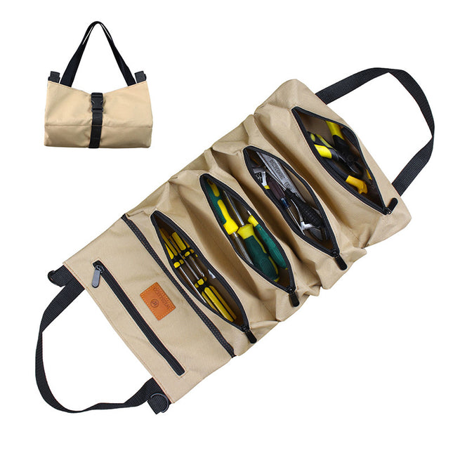 Heavy-Duty Canvas Tool Roll Up Bag & Organizer Tote