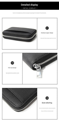 Genuine Leather RFID Blocking Accordion Card Holder & Coin Purse - Large Capacity Zip Wallet(blue)