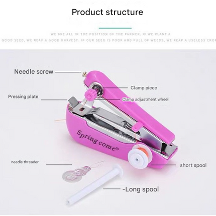 2 Pcs White Portable Mini Handheld Sewing Machine - Manual Stitching Tool for Quick Fabric Repairs