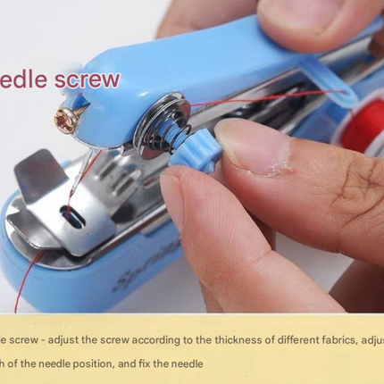 2 Pcs White Portable Mini Handheld Sewing Machine - Manual Stitching Tool for Quick Fabric Repairs