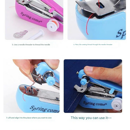 2 Pcs Blue Portable Mini Handheld Sewing Machine - Manual Stitching Tool for Quick Fabric Repairs